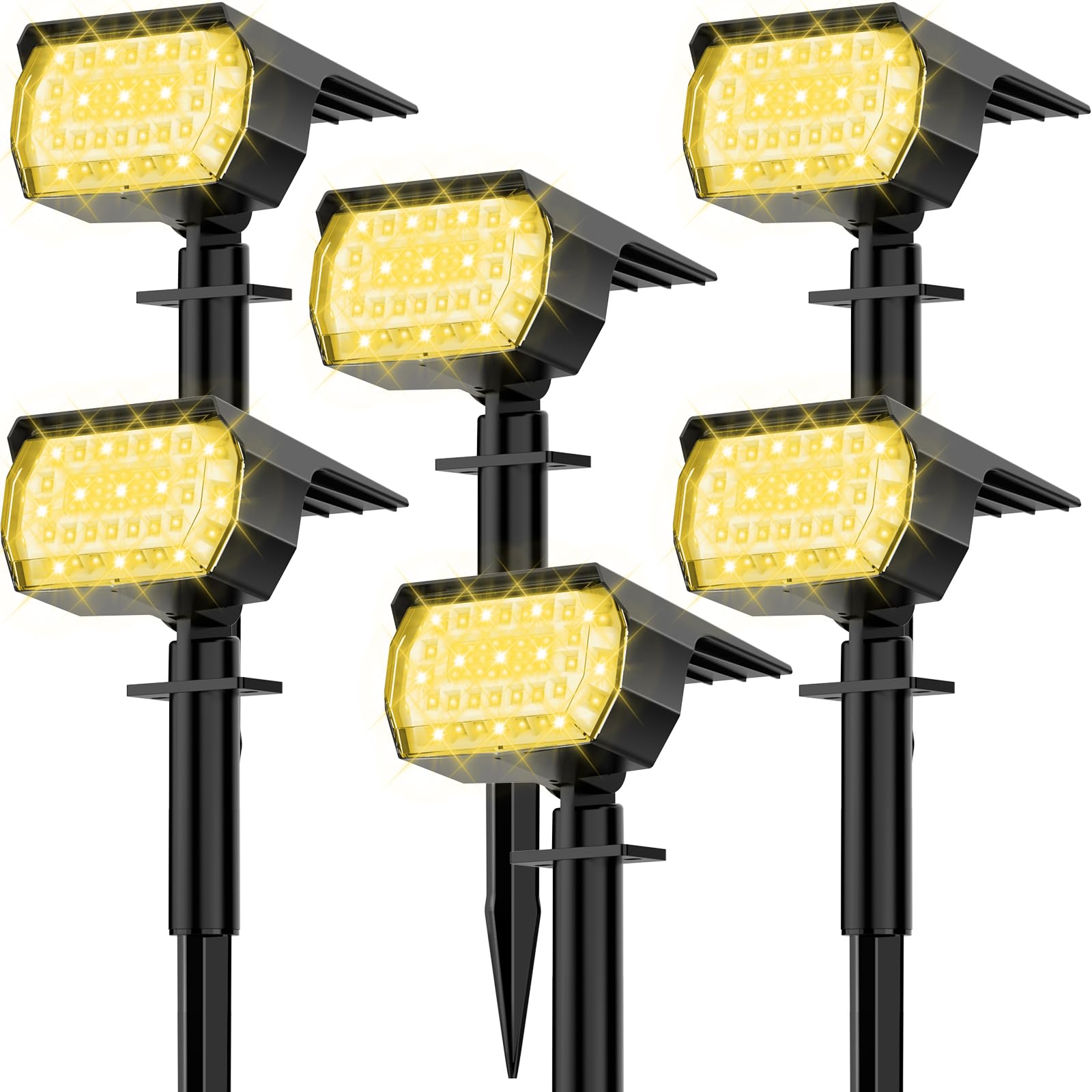 Solar Spot Lights Outdoor, [57 LED/6 Pack] Solar Lights Outdoor IP65 Waterproof