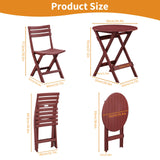 TAO ONE Patio Bistro Set, 3 Piece Plastic Folding Bistro Set, Portable Outdoor Patio Table and Chairs Set, Foldable Patio Furniture Set for Balcony, Porch, Backyard, Garden,Poolside (Red)
