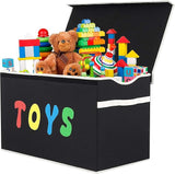 Large Kids Toy Box Chest Storage organizer with Double Flip-Top Lid - Collapsible Sturdy Toy Organizers And Storage Bins