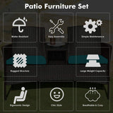 Outdoor Rattan Loveseat, Patio Conversation Set with Cushions & Table