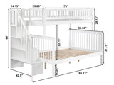 AFI Woodland Twin over Full Staircase Bunk Bed in White