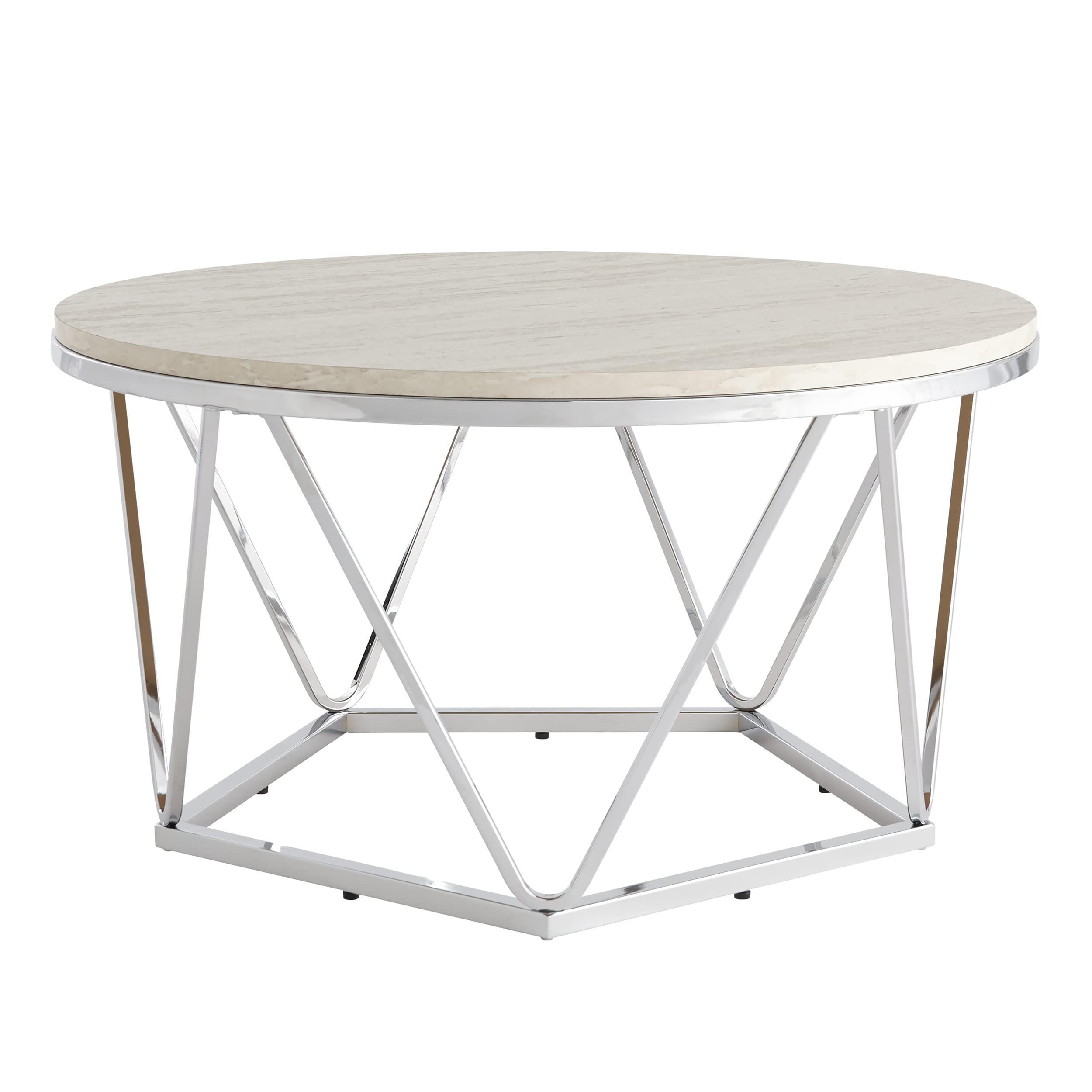 Luna cocktail table, Silver, faux travertine