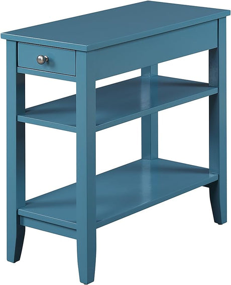 American Heritage 1 Drawer Chairside End Table with Shelves, 23.5"L x 11.25"W x 24"H