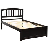 Platform Bed Solid Wood Storage Bed Frame with Two Drawers and Headboard, Espresso