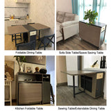 Folding Dining Table with Storage Rack and 2 Drawers