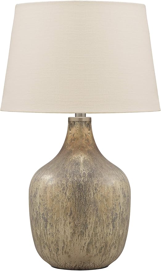 Mari Contemporary 27.75' Mercury Glass Table Lamp, Gray & Gold