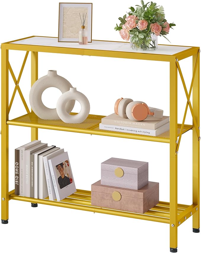 Industrial Console Table, 3 Tier Entryway Table, Metal Frame, Sofa Table with Shelf