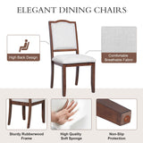 6-Piece Extendable Wood Dining Table Set with Upholstered Chairs