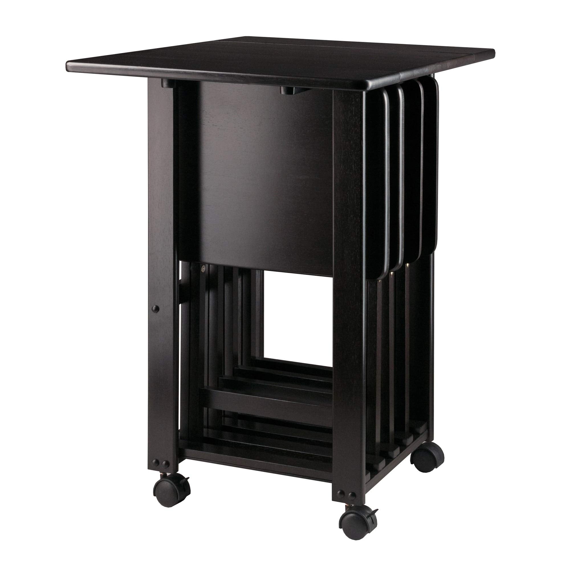 Ergode Wood Sophia 5-Piece Snack Table Set | Compact & Stylish Solution for Daily Use, Entertaining, and Extra Table Space