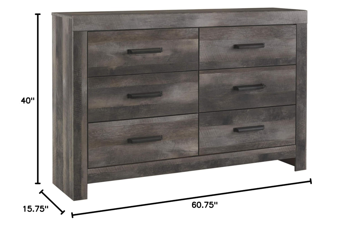 Wynnlow Rustic 6 Drawer Dresser, Weathered Gray