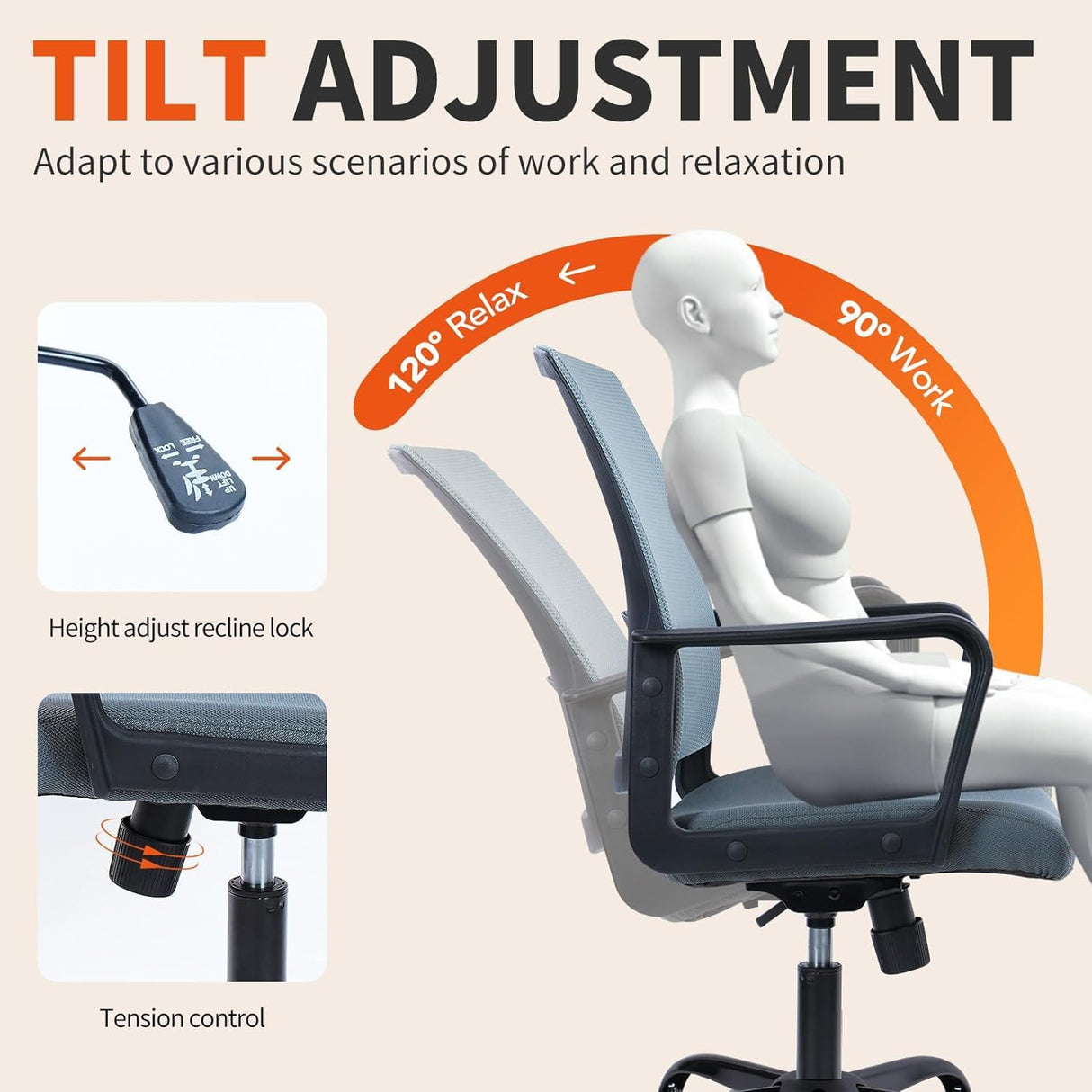 Ergonomic Office Chair - Mesh Desk Chair with Lumbar Support