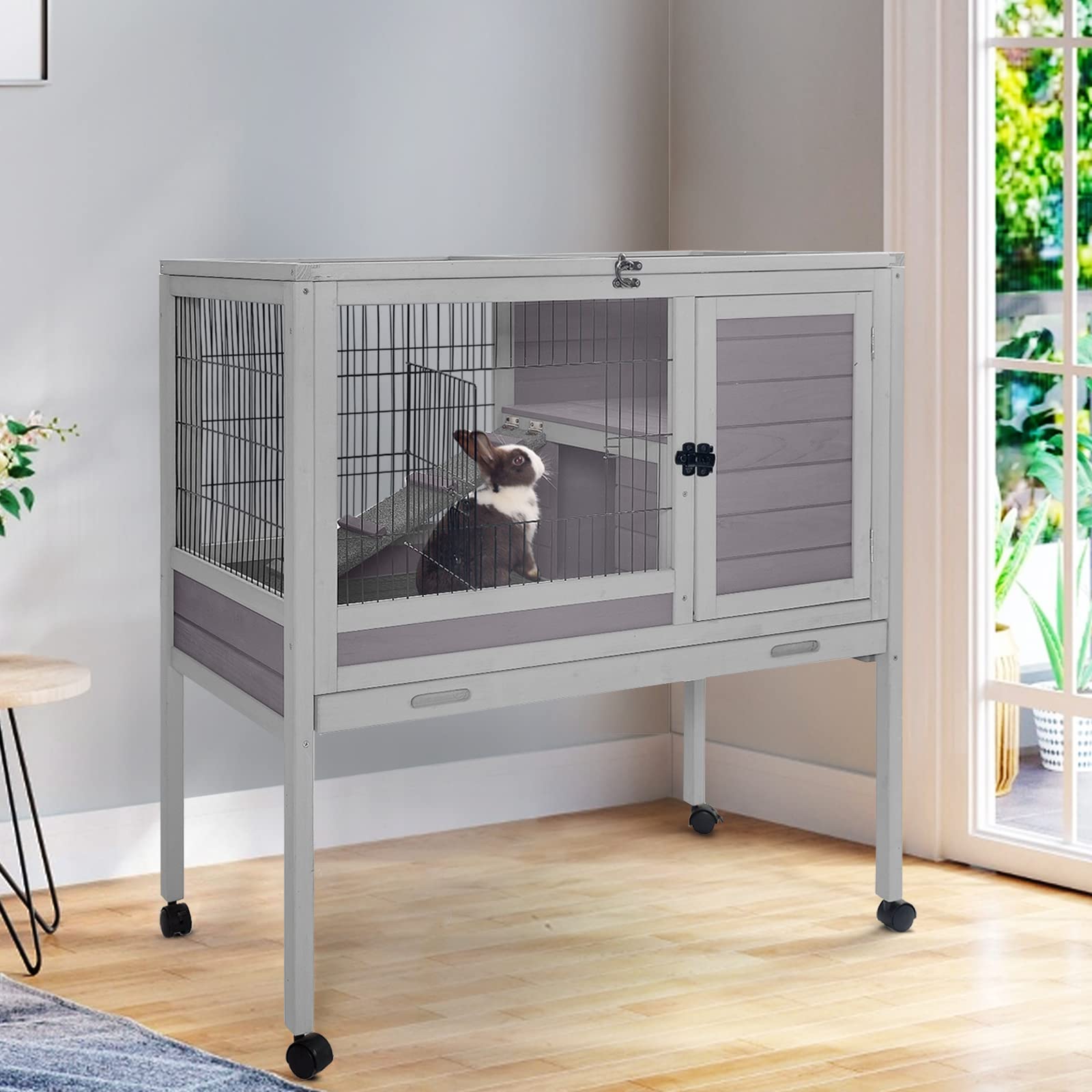 Rabbit Hutch Indoor Guinea Pig Cage Outdoor Bunny Cage