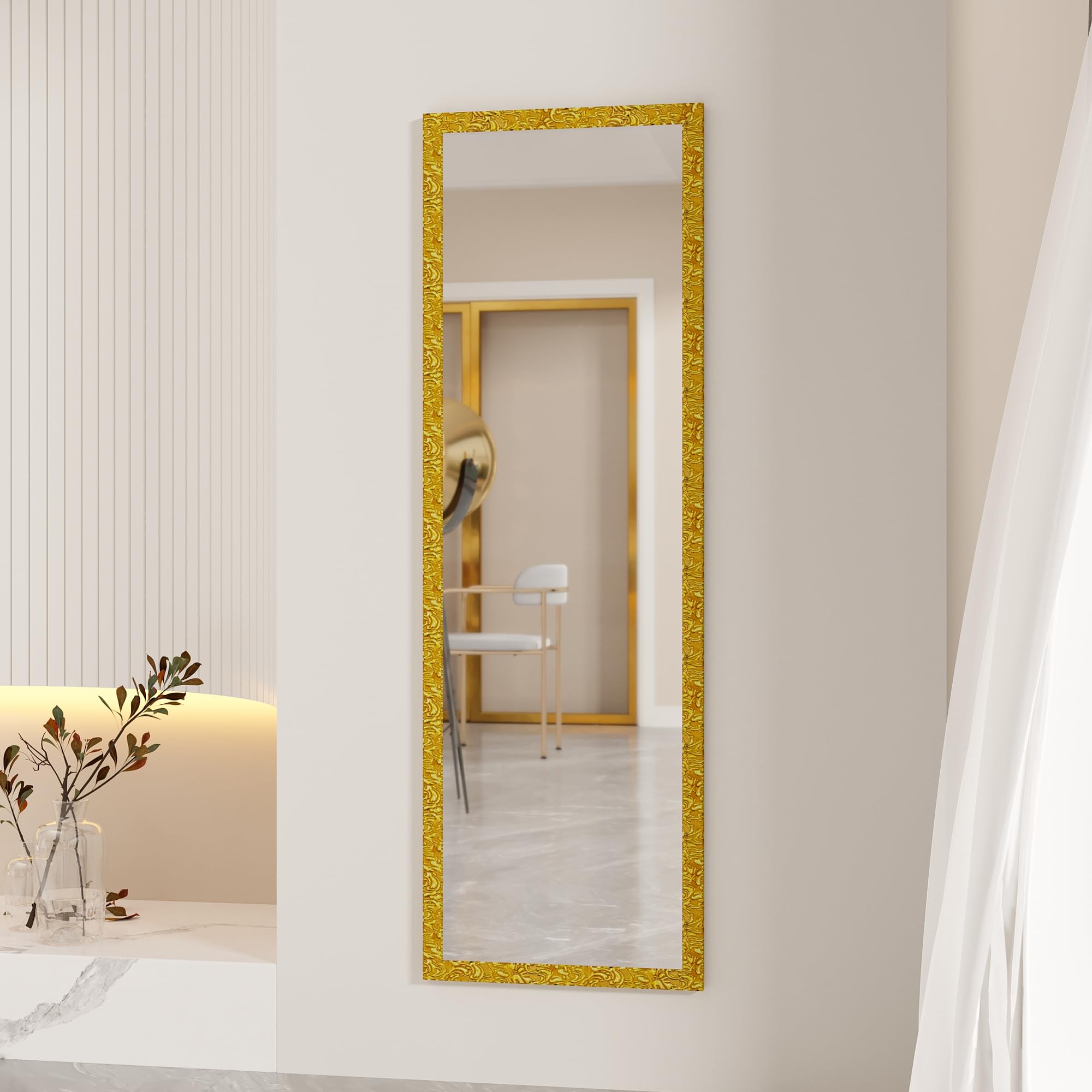 Door Mirror Full Length, 50" x14" Over The Door Full Body Wall Mirror