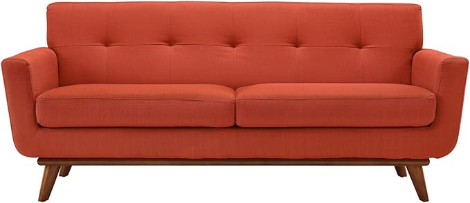 Engage Mid-Century Modern Upholstered Fabric Loveseat in Citrus