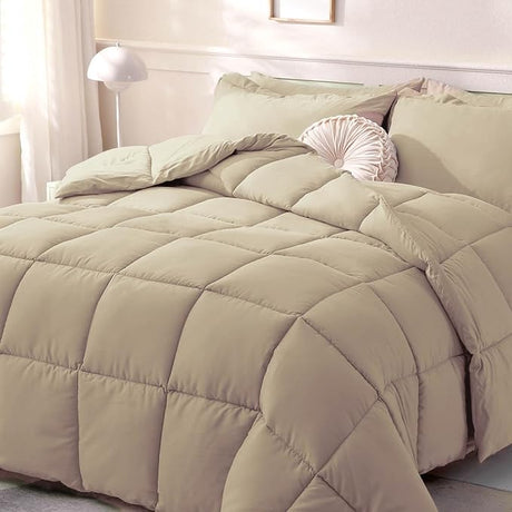 Comforters Queen Size, Duvet Insert,Beige All Season Duvet, Lightweight Quilt, Down