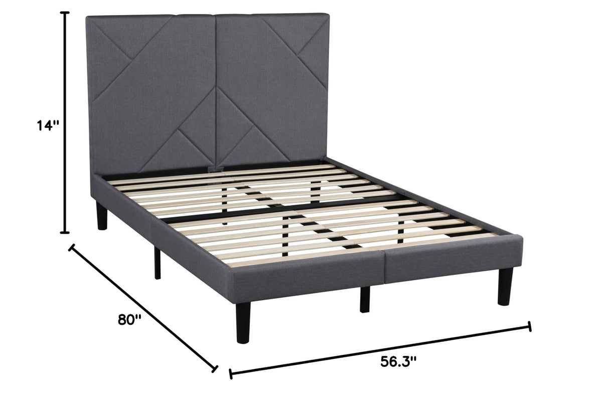 Dura Metal Upholstered Premium Platform Bed Frame, Gray