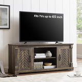 Farmhouse TV Stand for 65+ Inch TV, 25" Tall Entertainment Center with Barn Door