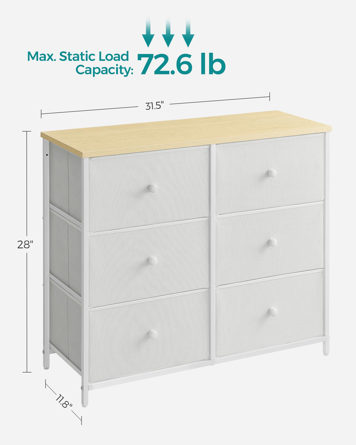 Bedroom Chest 6 Drawer Closet Fabric Dresser