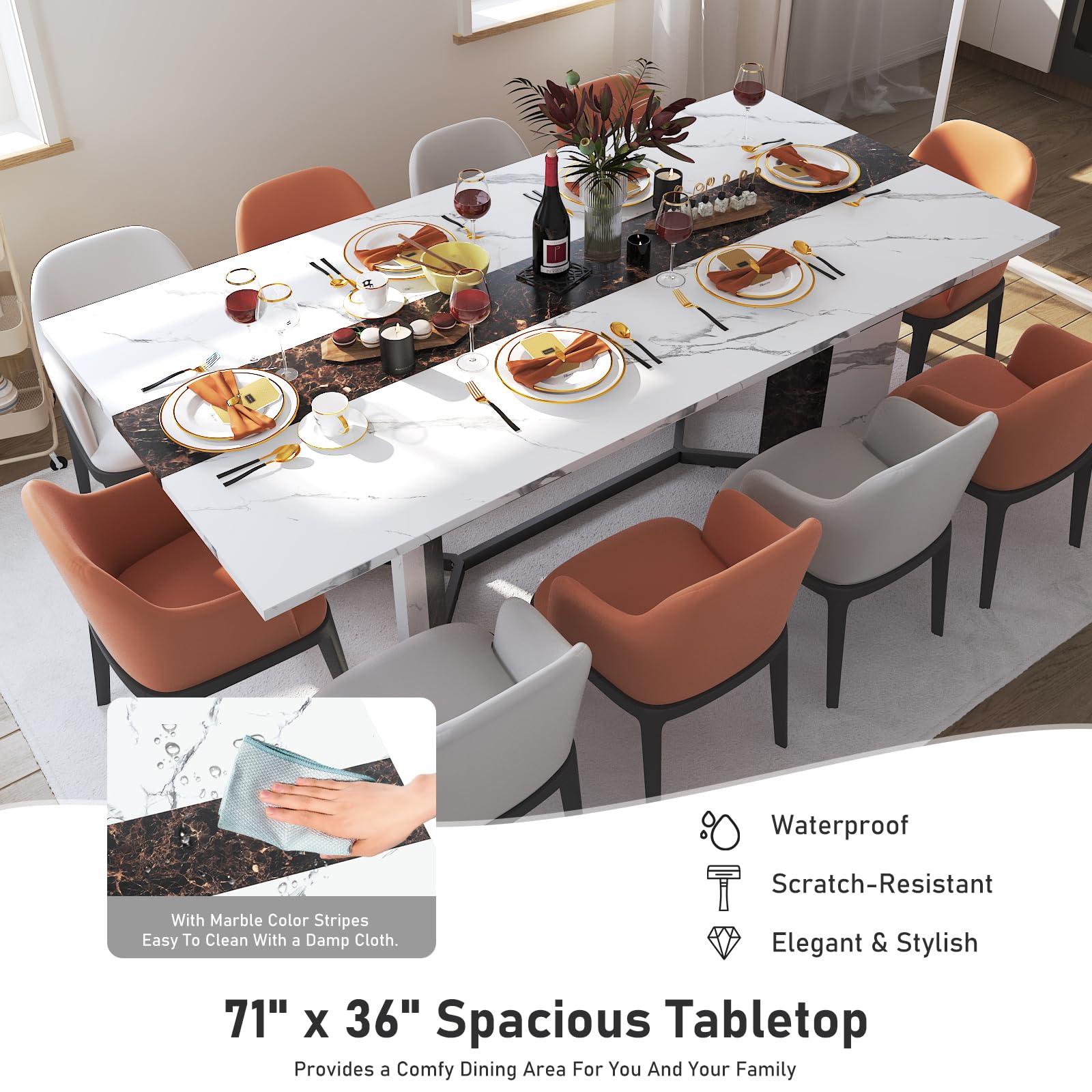 71In Large Rectangular White Dining Table
