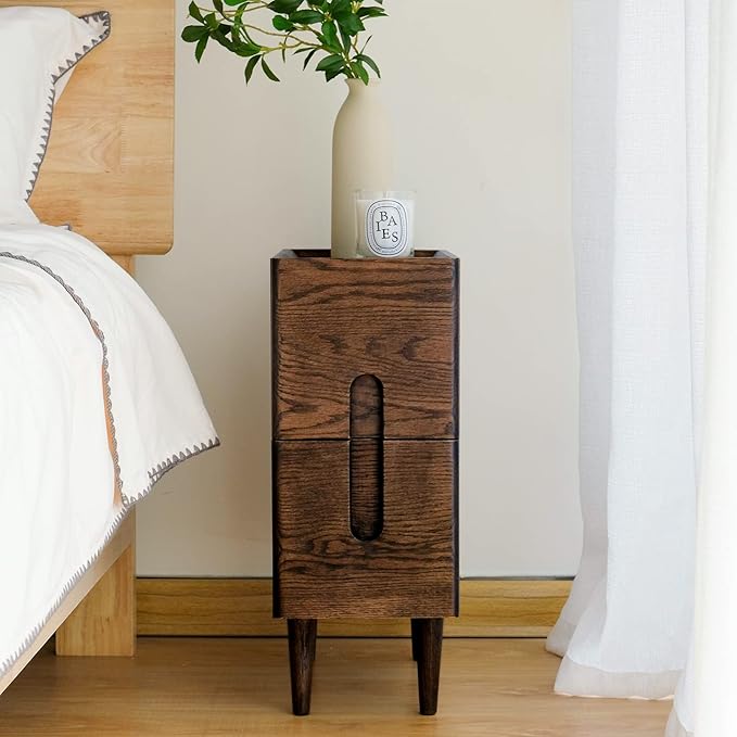 Mid Century Modern Nightstand, Solid Wood Night Table, Minimalist Nightstand