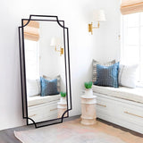 55" x 28" Large Rectangular Wall Mirror - Black Scalloped Frame