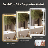 32x40 LED Bathroom Mirror with Hand Wave Sensor - Dimmable Anti-Fog Wall Mount