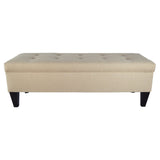 Brooke Collection Button Tufted Upholstered Long Bedroom Storage Bench, HJM100 Series, Sea Mist