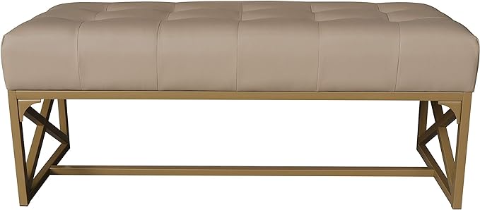 Modern Faux Leather Bench, 40.2 Inches, Gold