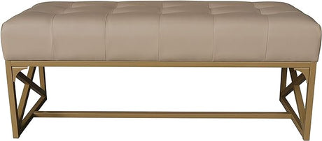 Modern Faux Leather Bench, 40.2 Inches, Gold