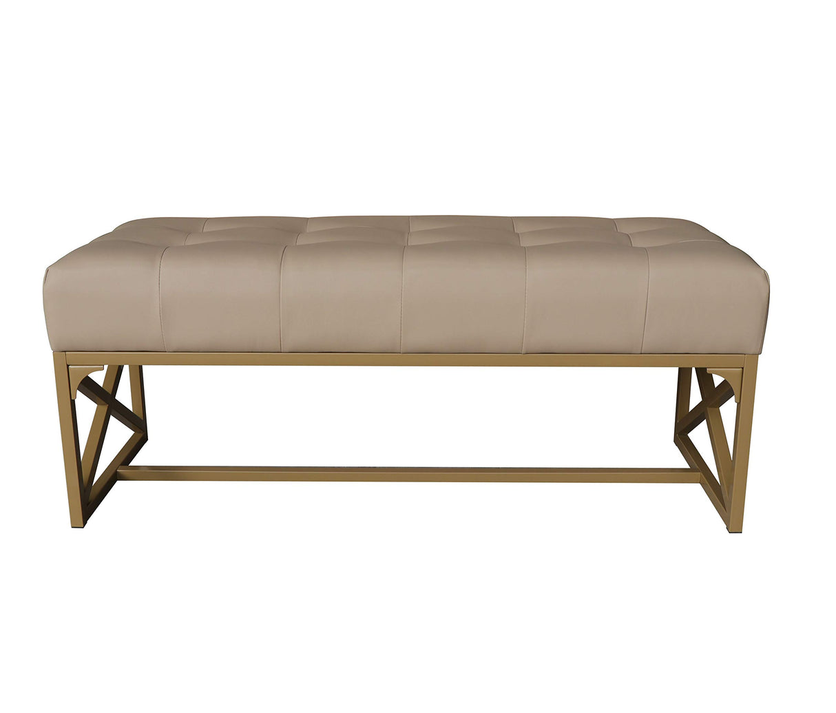 Modern Faux Leather Bench, 40.2 Inches, Gold