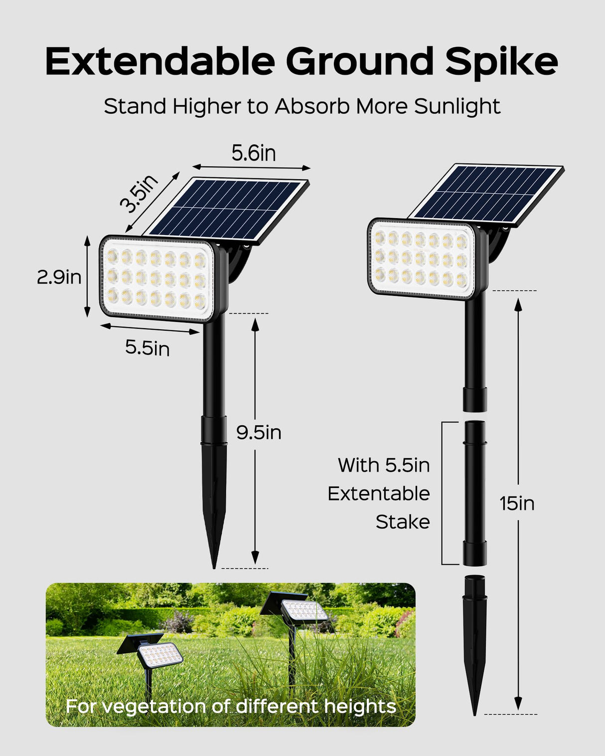 84-LED Solar Spotlights 5 Lighting Modes 360° Adjustable IP65 Waterproof