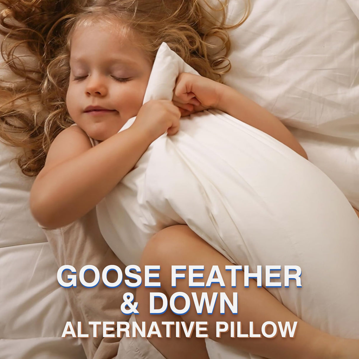 Goose Feather Bed Pillow Queen Size Set of 2 - Hotel Down Pillows for Sleeping