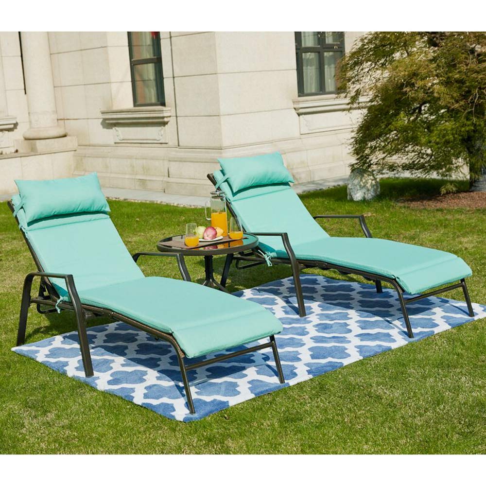 Top Space Patio Lounge Chair Outdoor Chaise Chairs Portable Adjustable Metal Leisure Recliner