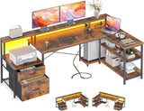 OD L Shaped Desk with File Drawer, 75" Reversible L Shaped Computer Desk