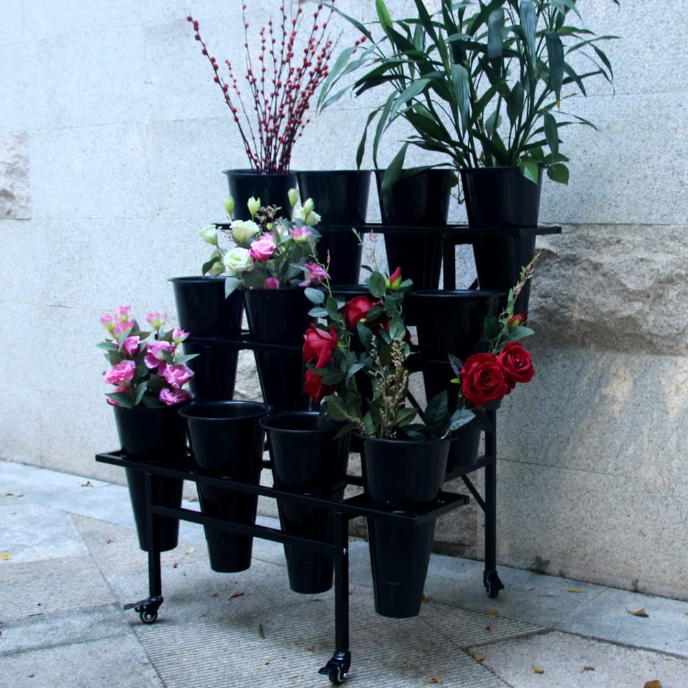 Moving Plant Stand with Wheels Heavy Duty Garden Cart Display Flower Shelf