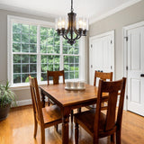 5-Light Dining Room Chandelier,Modern Small Chandeliers Black Rustic Metal