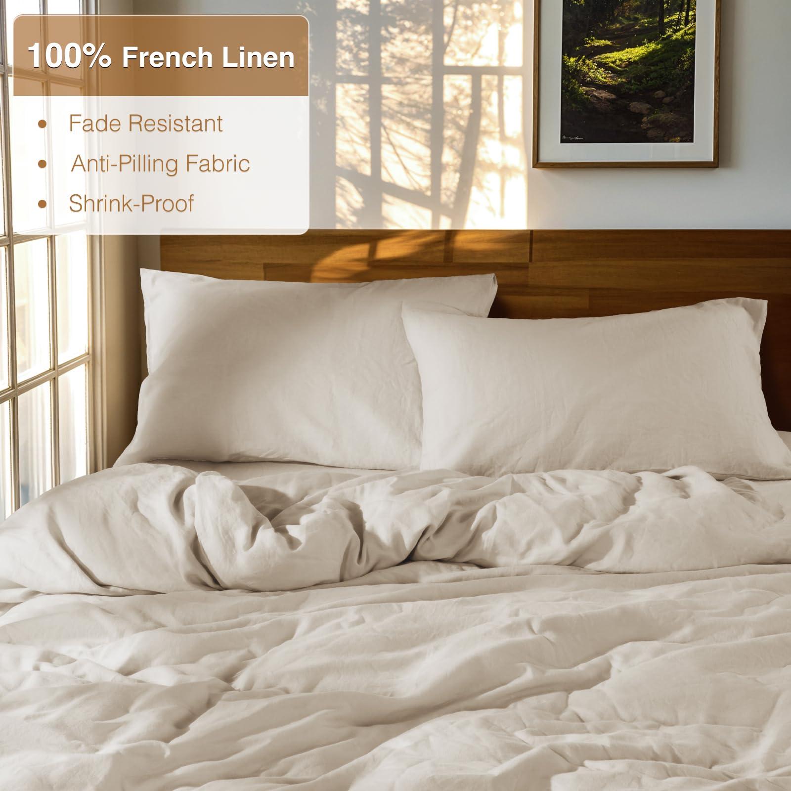 100% French Linen Duvet Cover King Size, Soft Breathable for Hot Sleepers