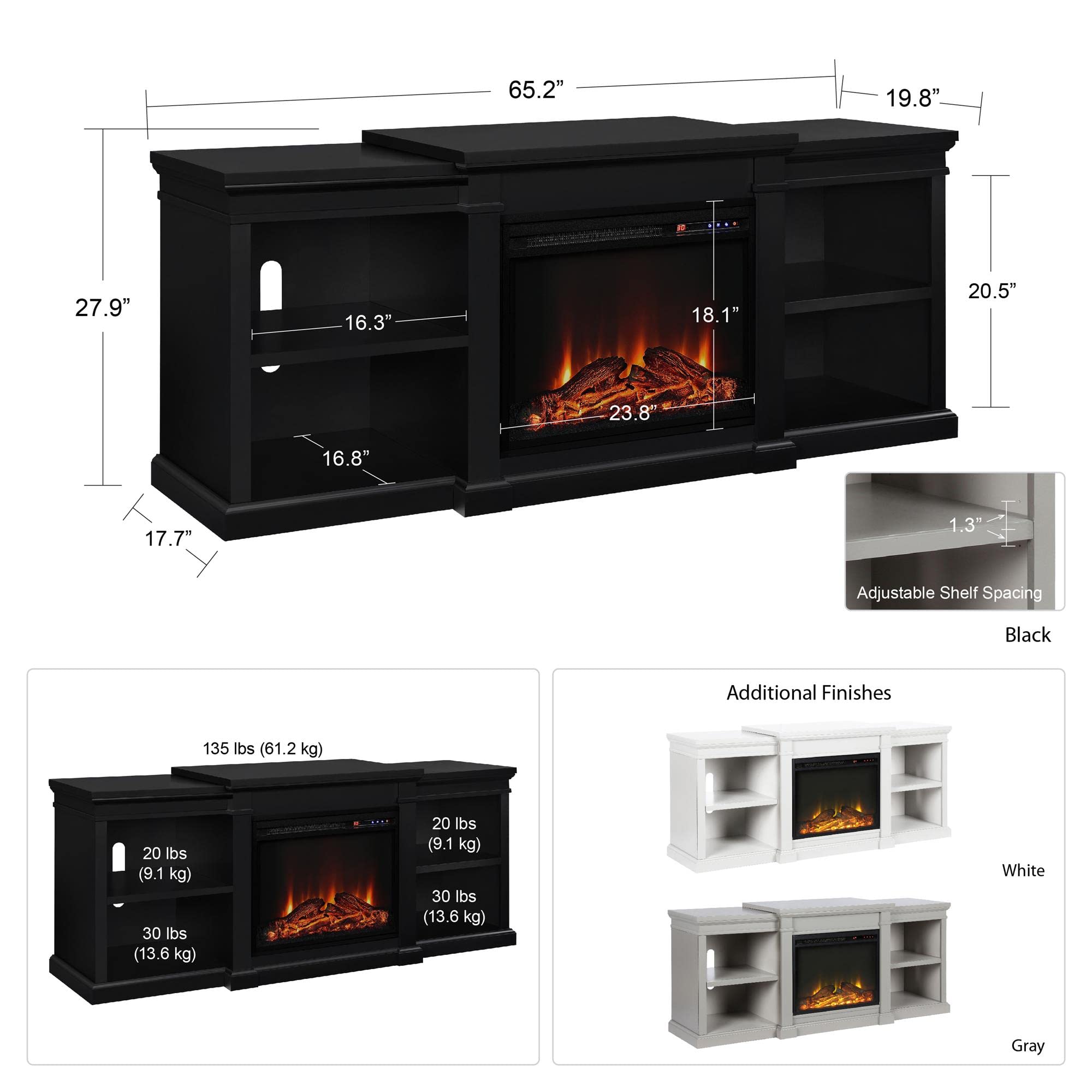 Manchester Electric Fireplace TV Stand for TVs up to 70",