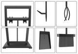 5 Pieces Fireplace Tools Set Wrought Iron Fire Place Pit Poker Holder(Black)