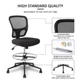 Ergonomic Drafting Chair with Footrest - Adjustable Height Tall Office Stool