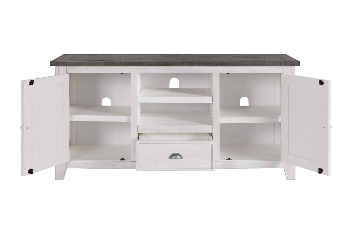 Monterey TV Stand, White with Grey Top