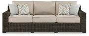 Coastline Bay Casual Weather Resistant Outdoor Sofa with Cushion and 4 Throw Pillows