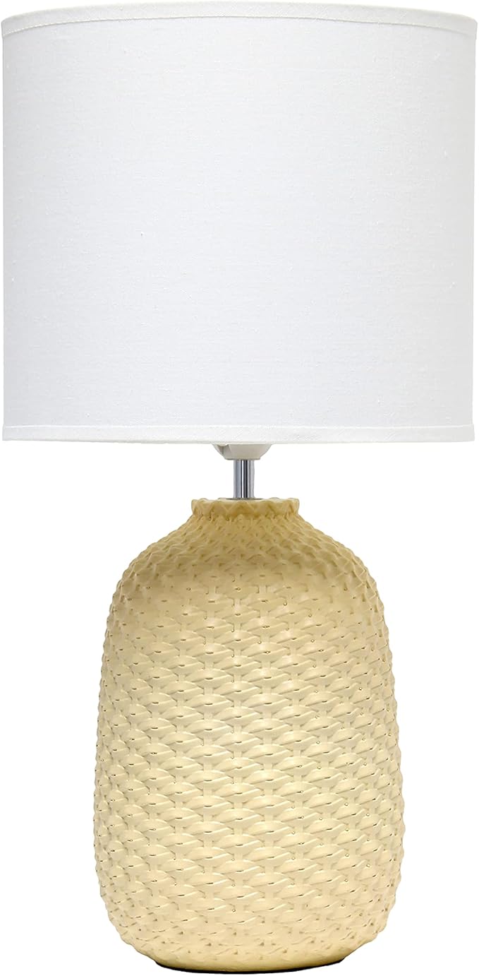 LT1135-BLK 20.4" Tall Traditional Ceramic Purled Texture Bedside Table Desk Lamp