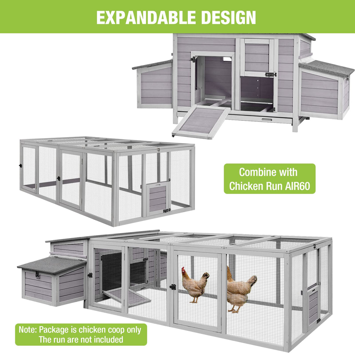 Chicken Coop Outdoor Hen House Wooden Poultry Cage with 2 Perches