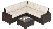 6 Pieces Outdoor Patio Furniture Set, Outdoor Wicker Furniture Set