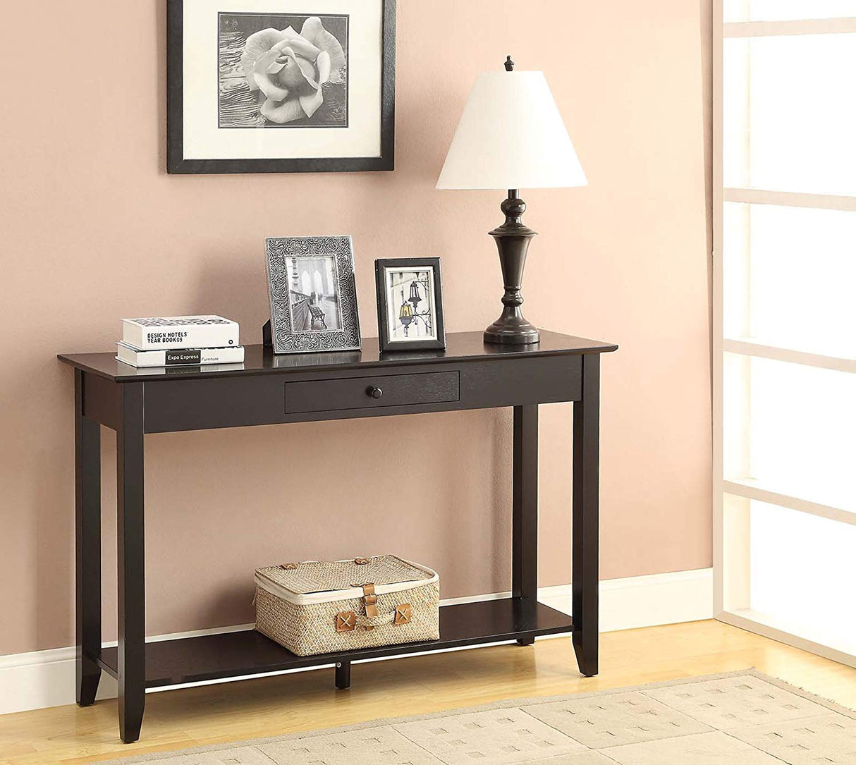 American Heritage 1 Drawer Console Table with Shelf,