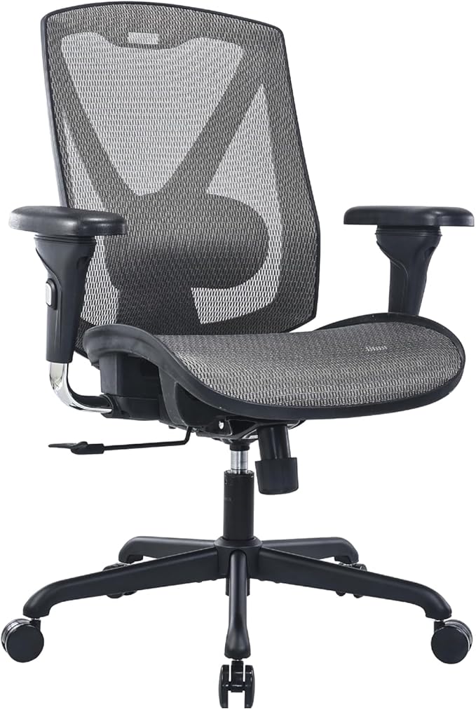 Ergonomic Office Chair, High-Back Swivel Computer Gaming Desk Chair with Lumbar Support and Adjustable Armrests