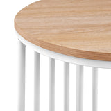 Shae Modern Minimalist Round Side Table, 18Inch, Coastal Oak