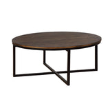 Acacia Wood 42-Inch Round Coffee Table, Antiqued Mocha Finish