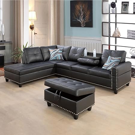 Modular Sectional Sofa Set, Oversized L Shaped Sofa Couch with Ottomans